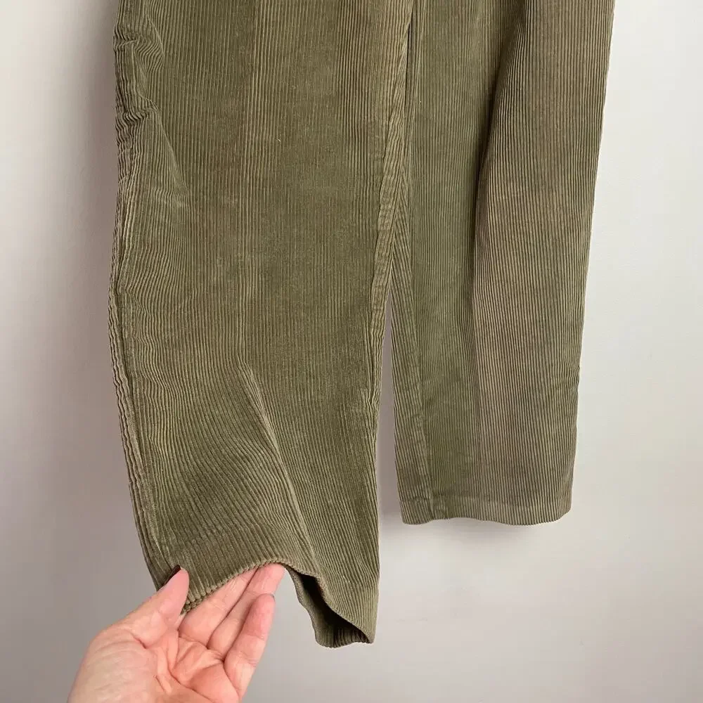 JCrew Pleated Corduroy Pants Trousers Sz 33 Preppy Quiet Luxury Academia Cotton